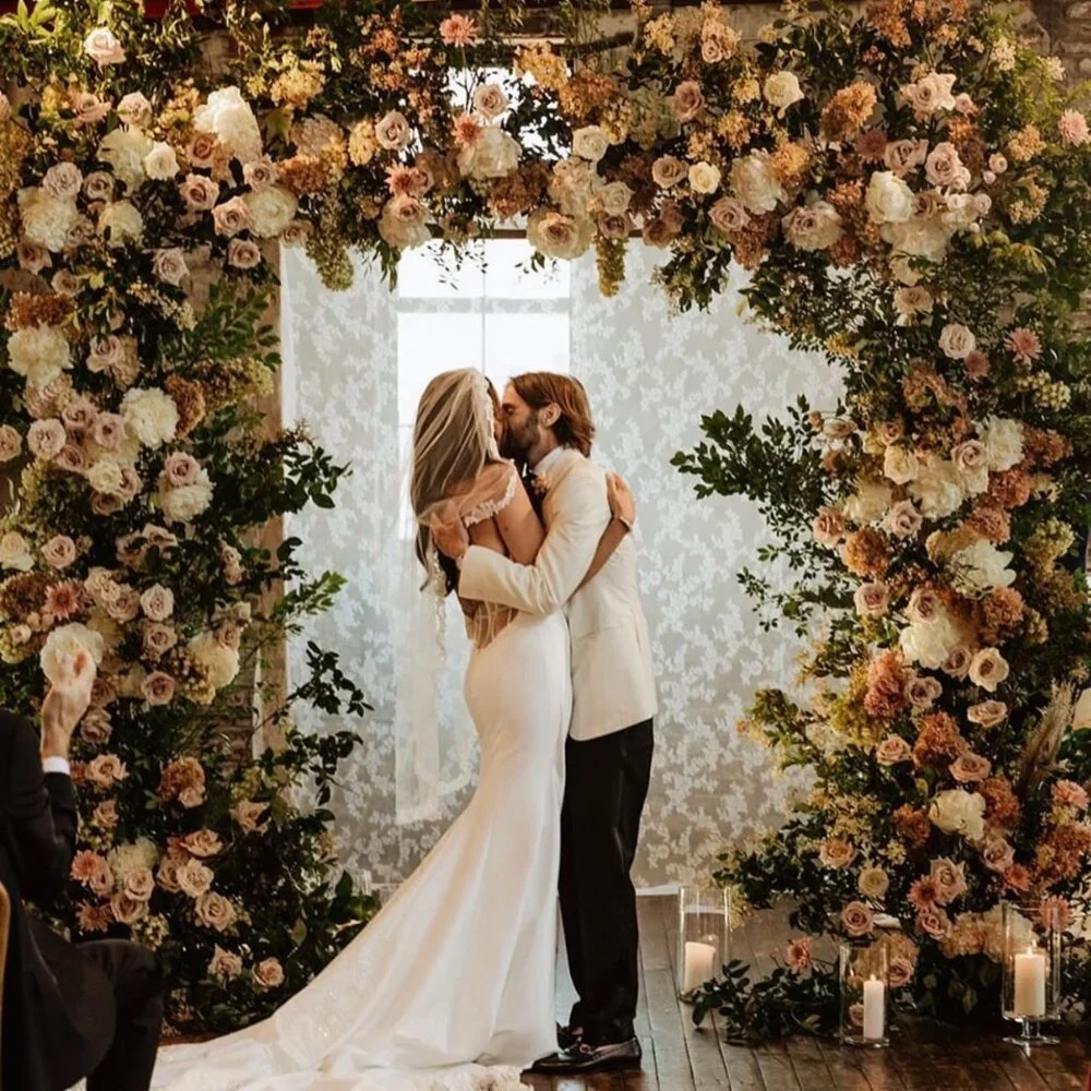 Designer Strapless Satin Mermaid Wedding Dress w/ Lace Train – Size 6 – Worn Onc - Picture 2 of 6